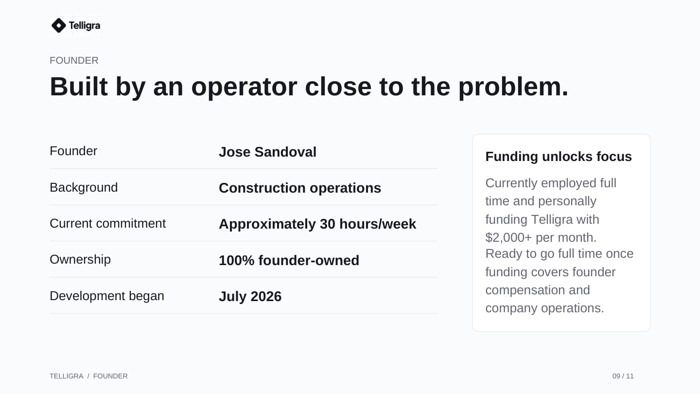 Slide 9: Jose Sandoval, founder. Full text is available in the PDF.